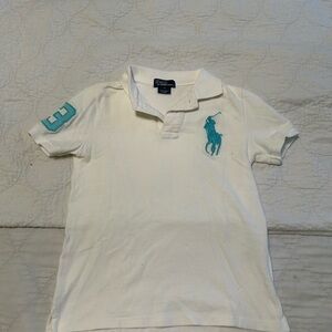 Polo by Ralph Lauren Kids Cream Polo with Blue Accents